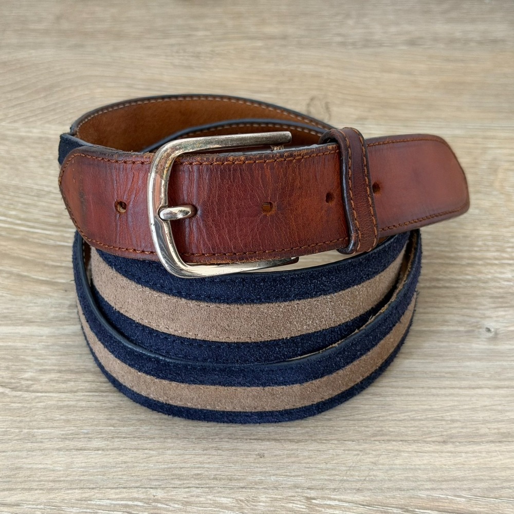 Maus & Hoffman Men's Leather Belt Size 44 Blue Brown Made in Spain